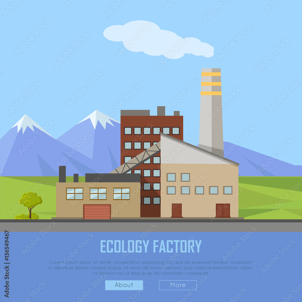 Ecology Factory Web Banner. Eco Manufacturing