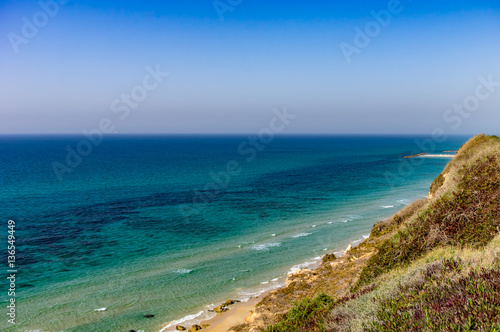 The sea from a height  wave  beach slope.