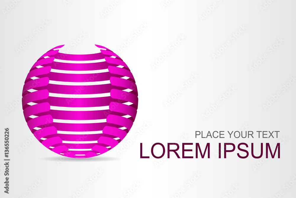 Logo stylized spherical surface with abstract shapes