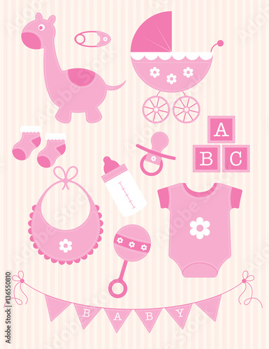 Collection of pink Baby Girl Objects