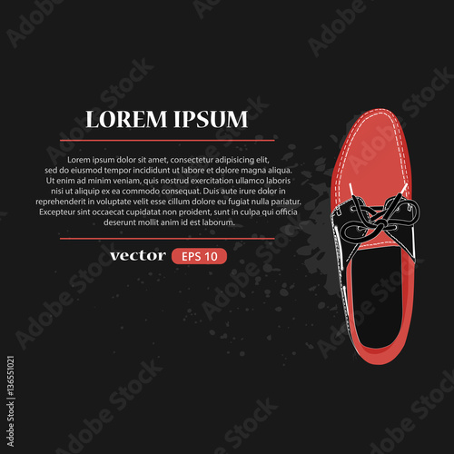 classic male blucher mocs with splashes of puddles on background, vector, illustration,