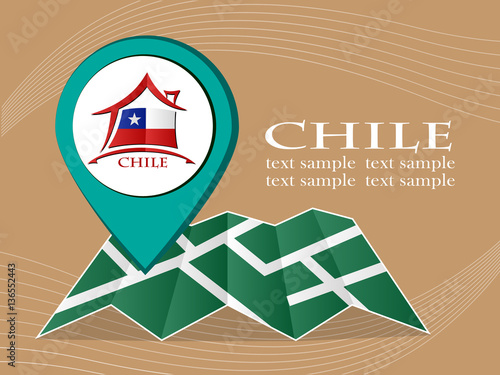 map with pointer flag Chile vector illustration eps 10.