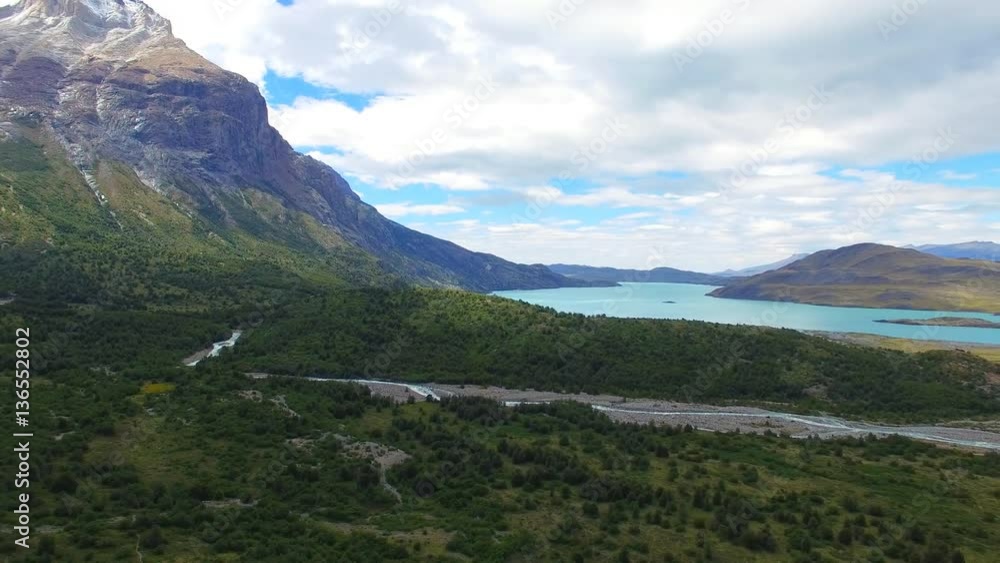 Impressive aerial view of Torres del Paine panorama, mountains and lakes, Chile from above Impressive aerial view of Torres del Paine panorama, mountains and lakes, Chile from above