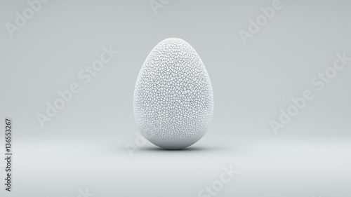 3D white cracked egg on the gray background