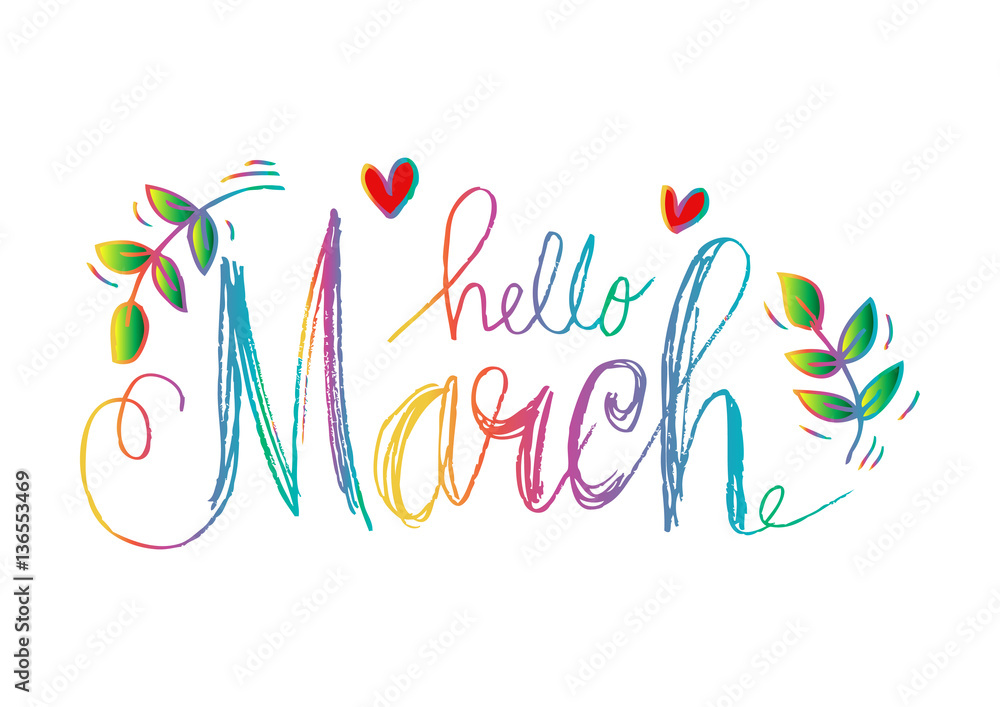 © Handini_Atmodiwiryo - Hello march hand drawn lettering. © Handini_Atmodiwiryo - Hello march hand drawn lettering.