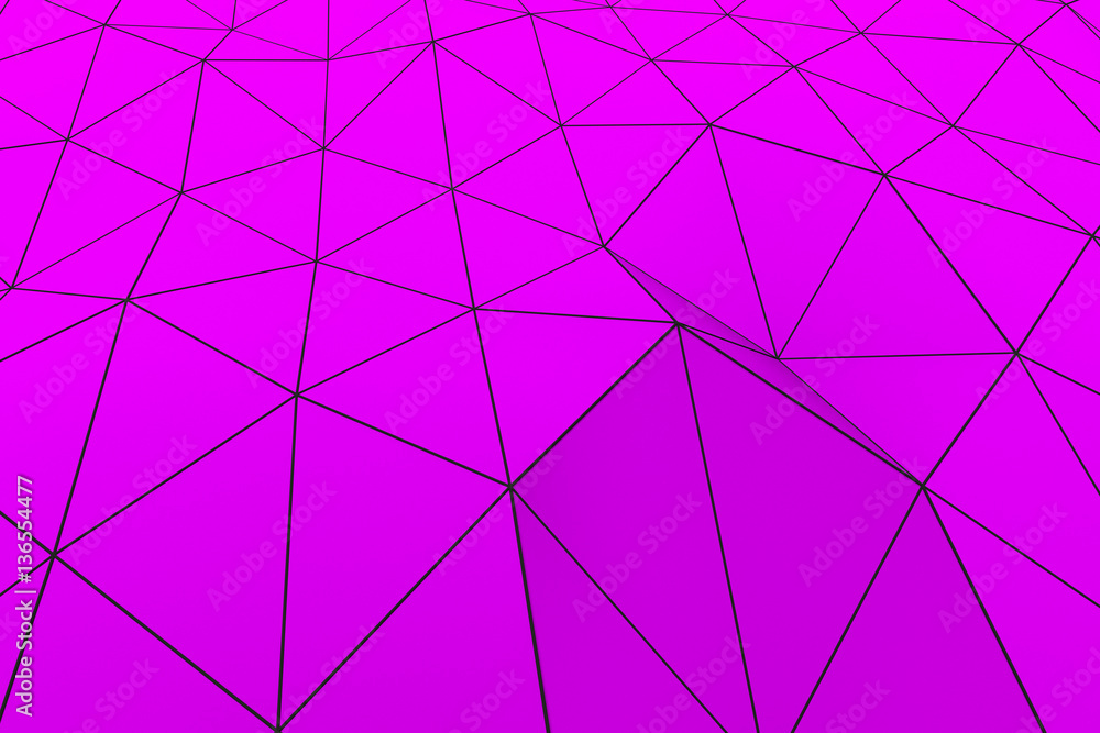 Fototapeta premium Colored low poly displaced surface with dark connecting lines