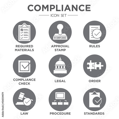 In compliance - icon set that shows a company passed inspection