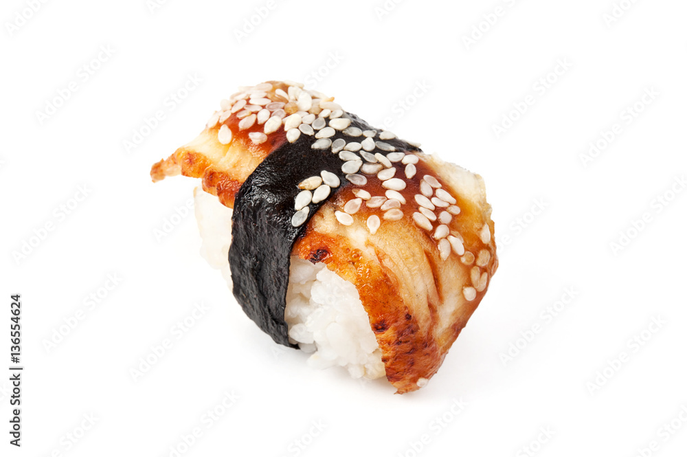 Unagi sushi isolated on white background Unagi sushi isolated on white background