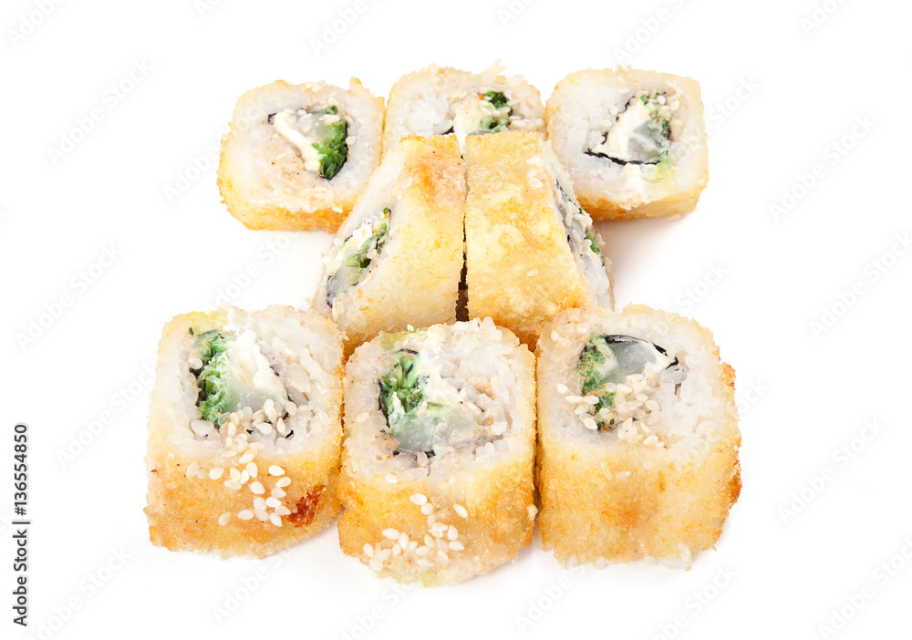 Tempura sushi isolated on white background Tempura sushi isolated on white background