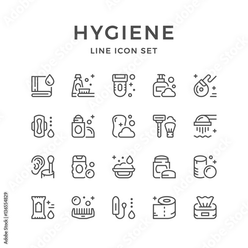 Set line icons of hygiene