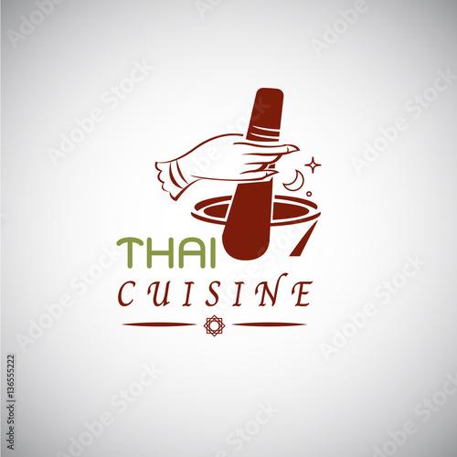 Thai food concept. Thai cuisine logo design. hand draw in Thai s