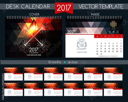 Calendar 2017. Vector Templates all months.