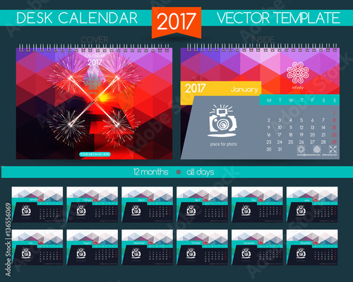 Calendar 2017. Vector Templates all months.