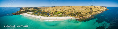 Aerial panorama of Snelling Beach. Kangaroo Island, South Australia photo