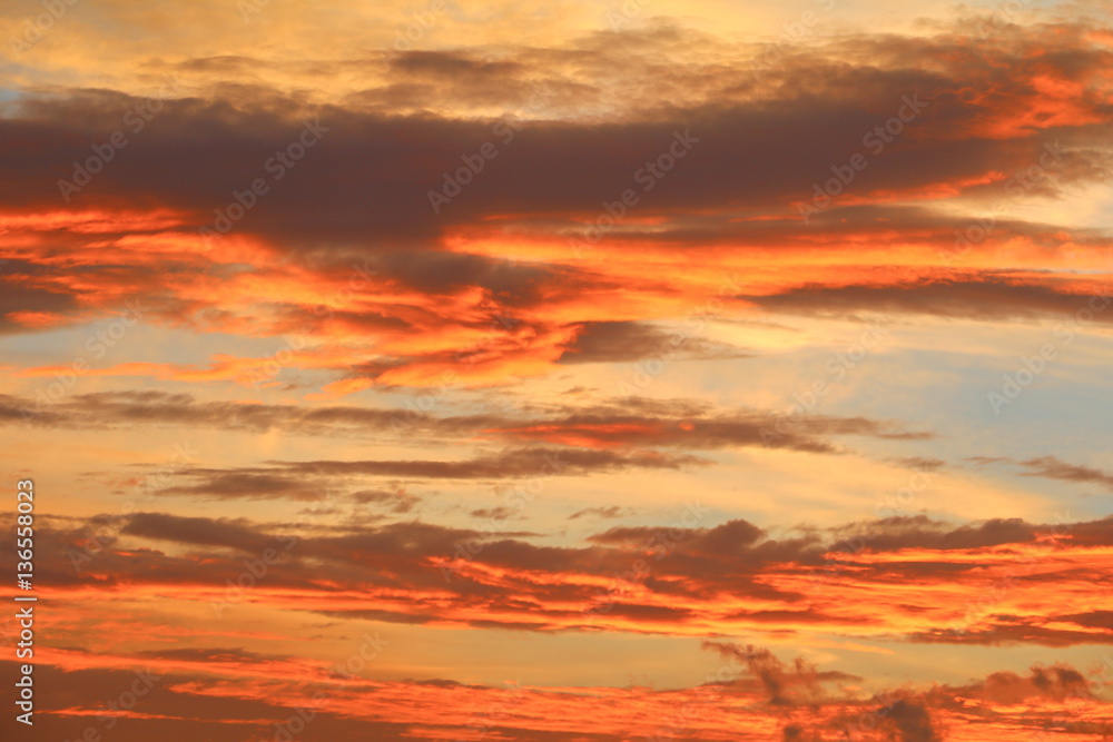 Sunset in sky and cloud,  beautiful colorful  twilight  time 