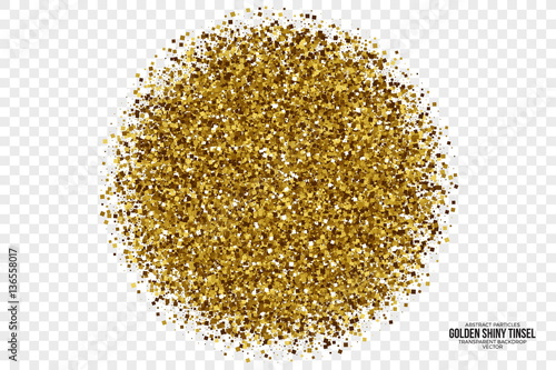 Golden Shiny Tinsel Square Particles Abstract Vector Illustration on Transparent Background. Celebration, holidays and party design element photo