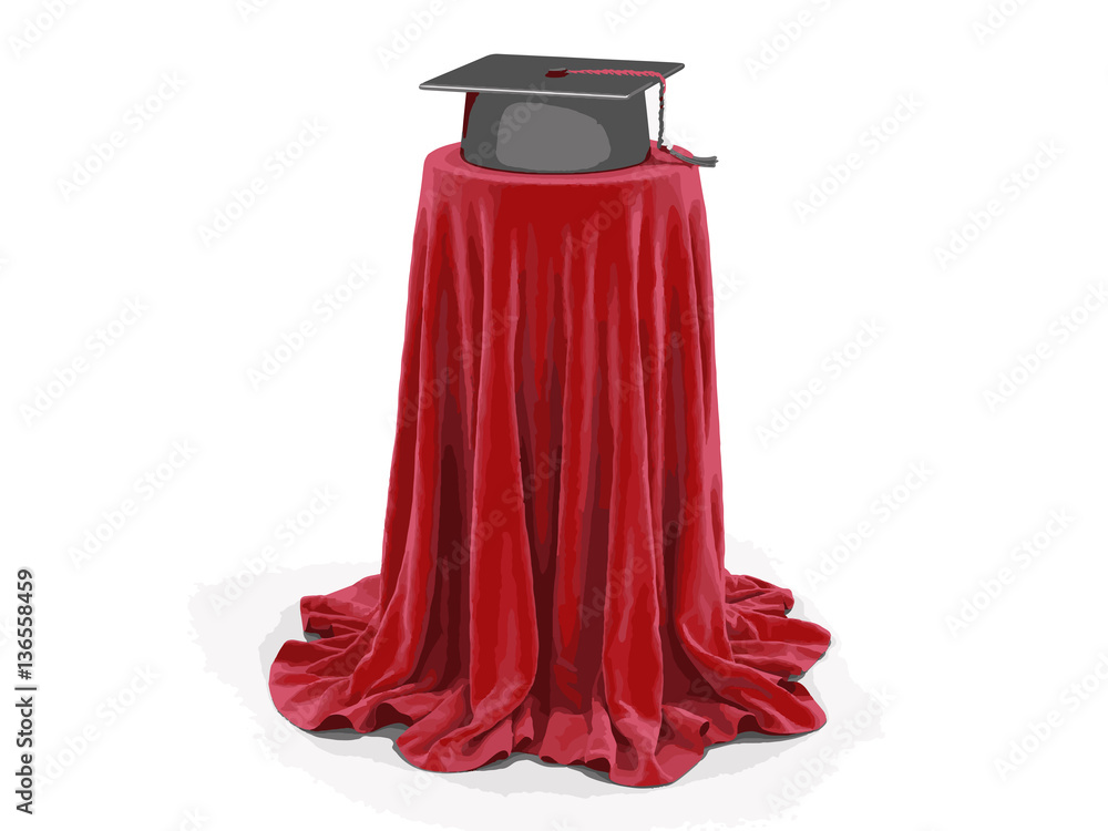 Graduation cap on table covered cloth. Image with clipping path Graduation cap on table covered cloth. Image with clipping path