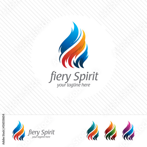 Colorful flame and fire logo design vector with modern look and gradient color. 