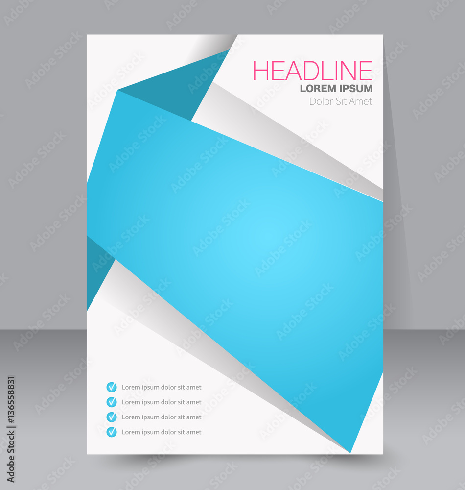 Fototapeta premium Abstract flyer design background. Brochure template. To be used for magazine cover, business mockup, education, presentation, report. Blue and pink color.