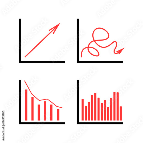 set of colored business charts