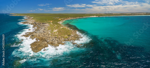 Fototapeta Naklejka Na Ścianę i Meble -  Rugged coastline of Kangaroo Island in summer - beautiful aerial panorama