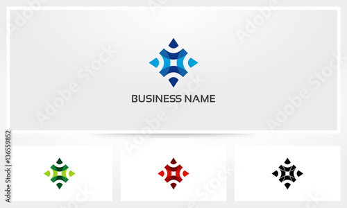 Compass Arrow Fold Direction Abstract Logo