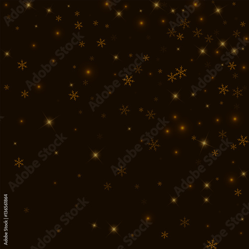 Sparse starry snow. Random gradient scatter on black background. Vector illustration.