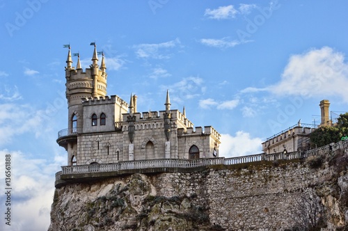 Castle "Lastochkino gnezdo" on the rock is in Gaspra, Crimea.
