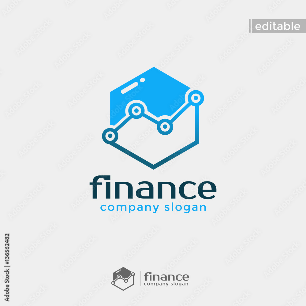 hexagon finance logo. modern eye catching logo with blue color hexagon finance logo. modern eye catching logo with blue color