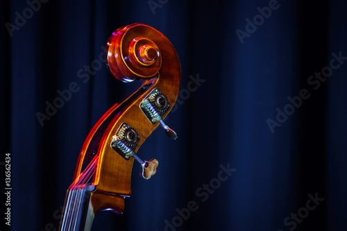 Classical double-bass instrument close-up view