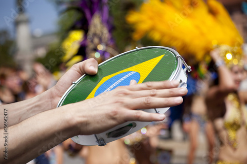 tambourine player on samba parade photo