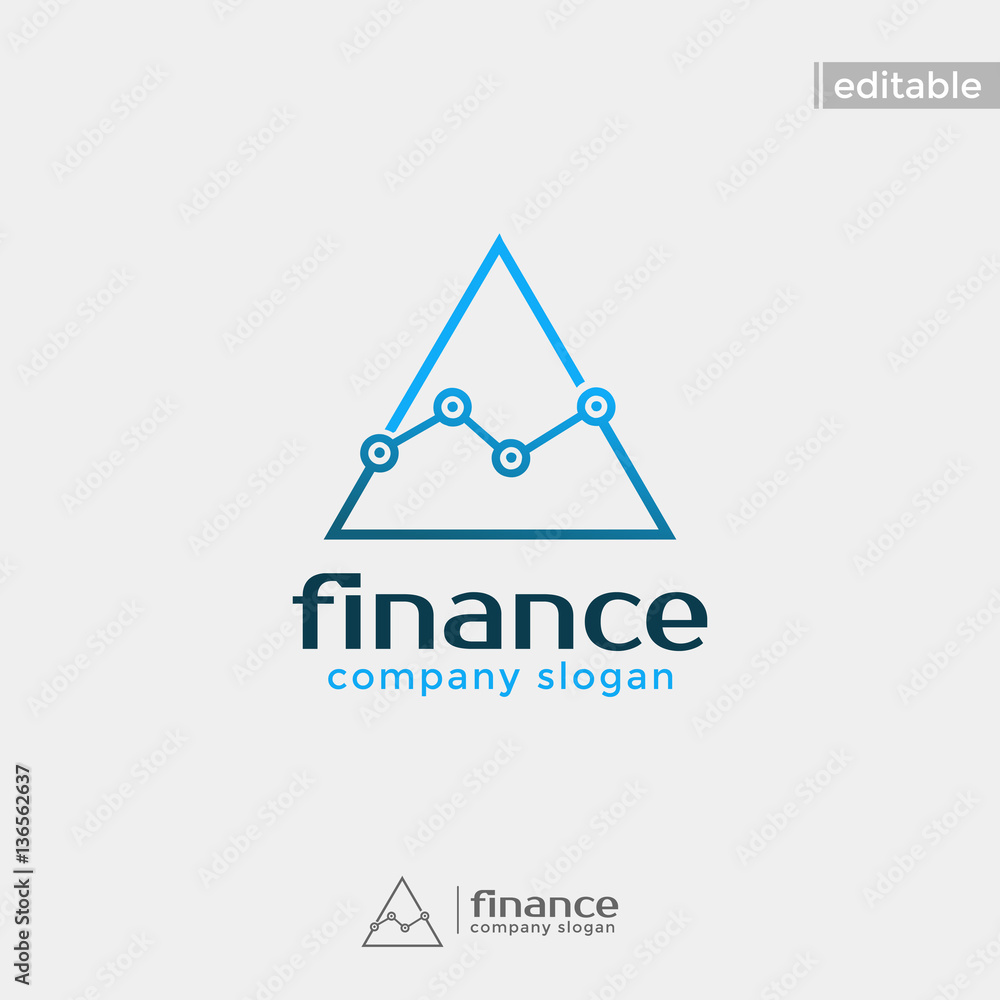 Fototapeta premium triangle finance logo. modern eye catching logo with blue color