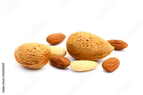 Healty almond isolated on white background 