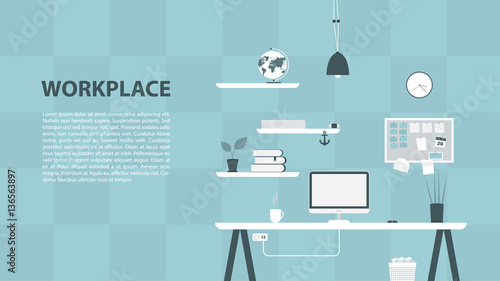 Modern design of workplace. 