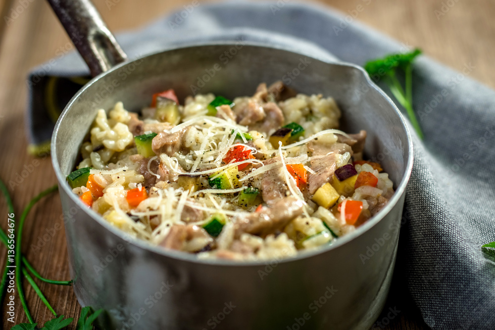 Risotto with meat and vegetable