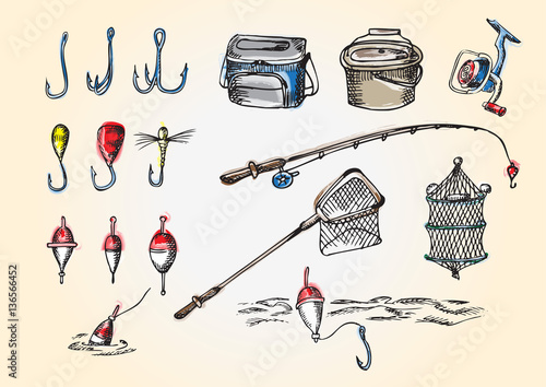 Fishing rod and equipment color set