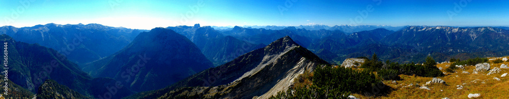 Kraeuterin Hochstadl alpine panoramic View of Riegerin and Hochschwab