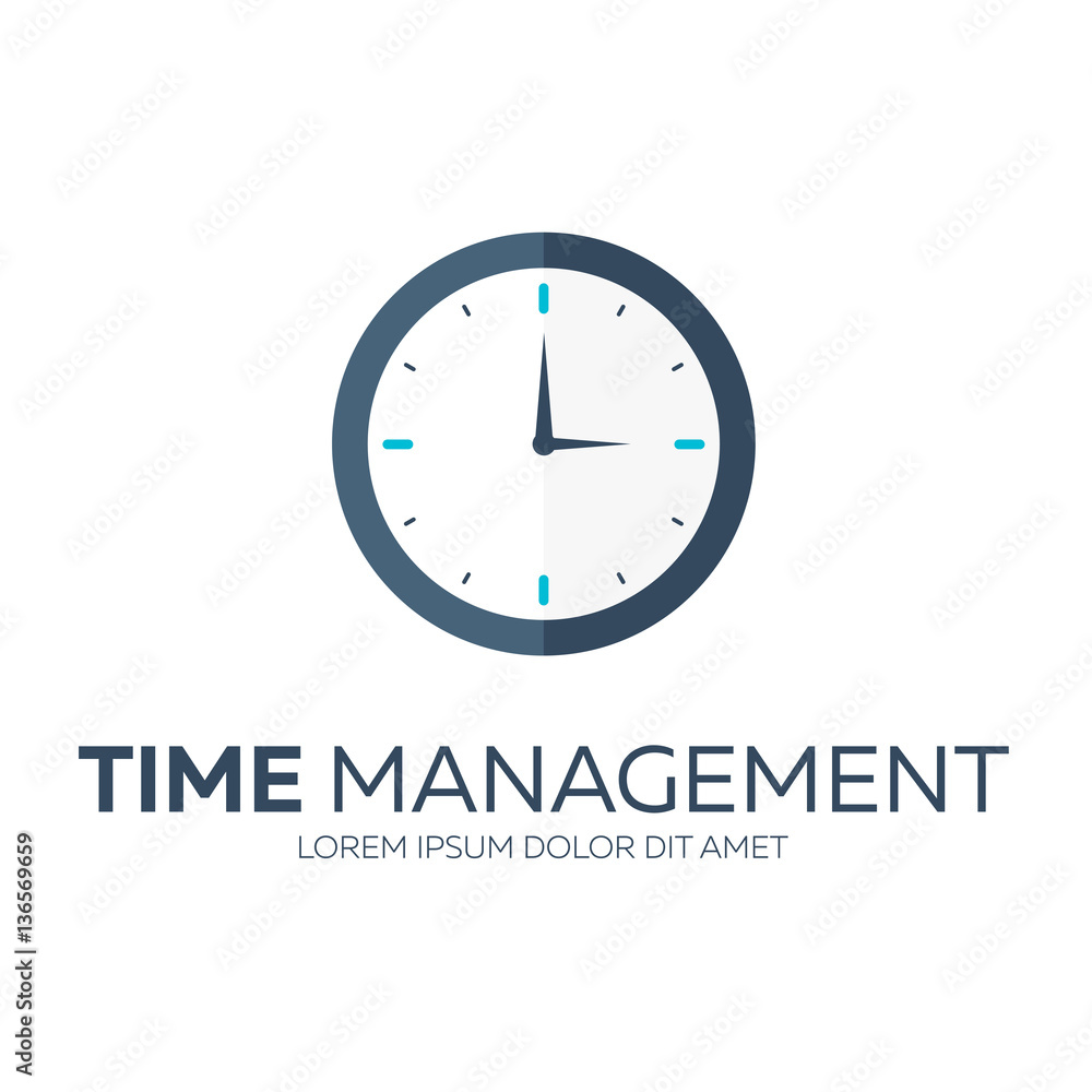 Time management. Time logo. Vector flat illustration. Time management. Time logo. Vector flat illustration.