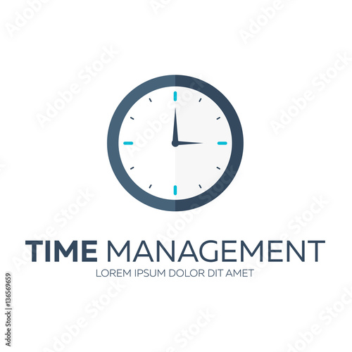 Time management. Time logo. Vector flat illustration.