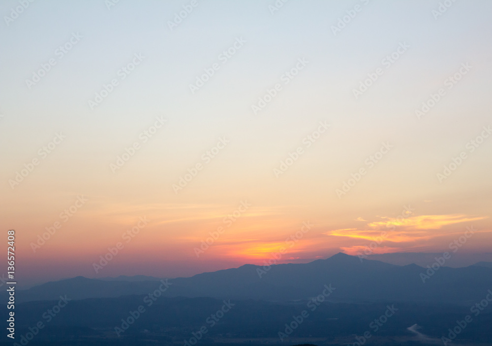landscape sunset on hills