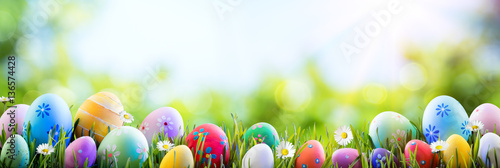 Easter - Colorful Decorated Eggs On Field
