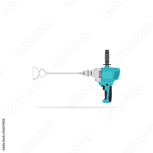 Vector illustration of electric concrete mixer isolated on a white background.
