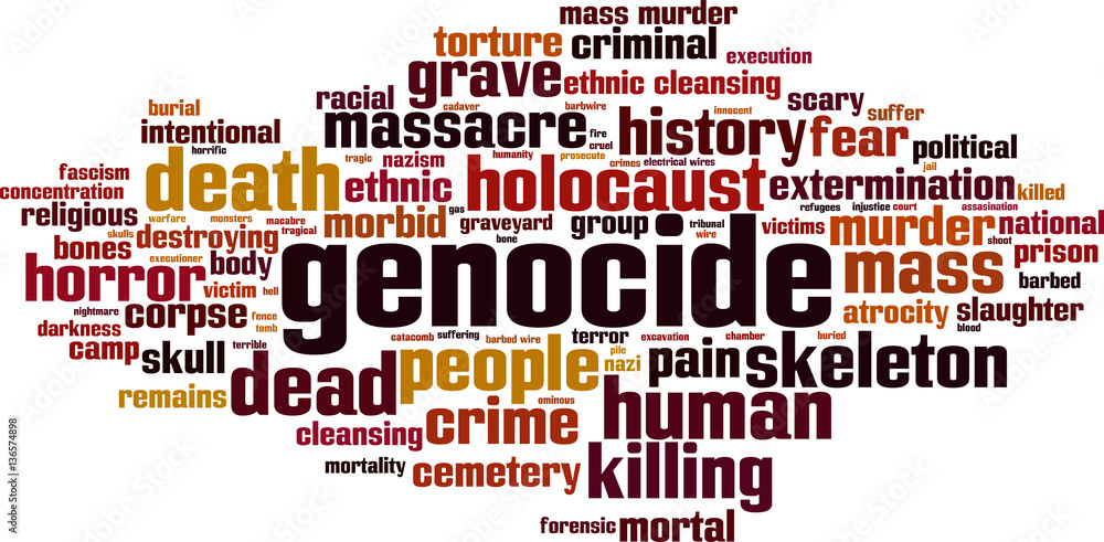 Genocide word cloud concept. Vector illustration