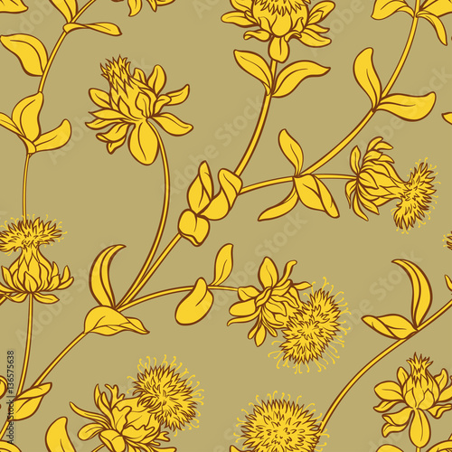 Canvas Print safflower seamless pattern