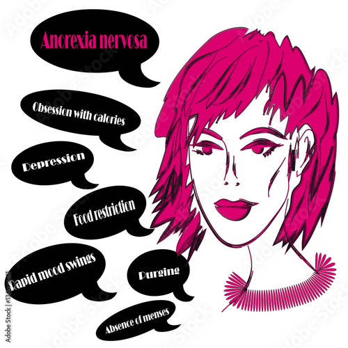 Girl, symptoms of anorexia nervosa