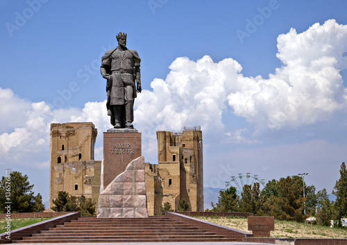 Statue of Timur in Shahrisabz, Uzbekistan photo