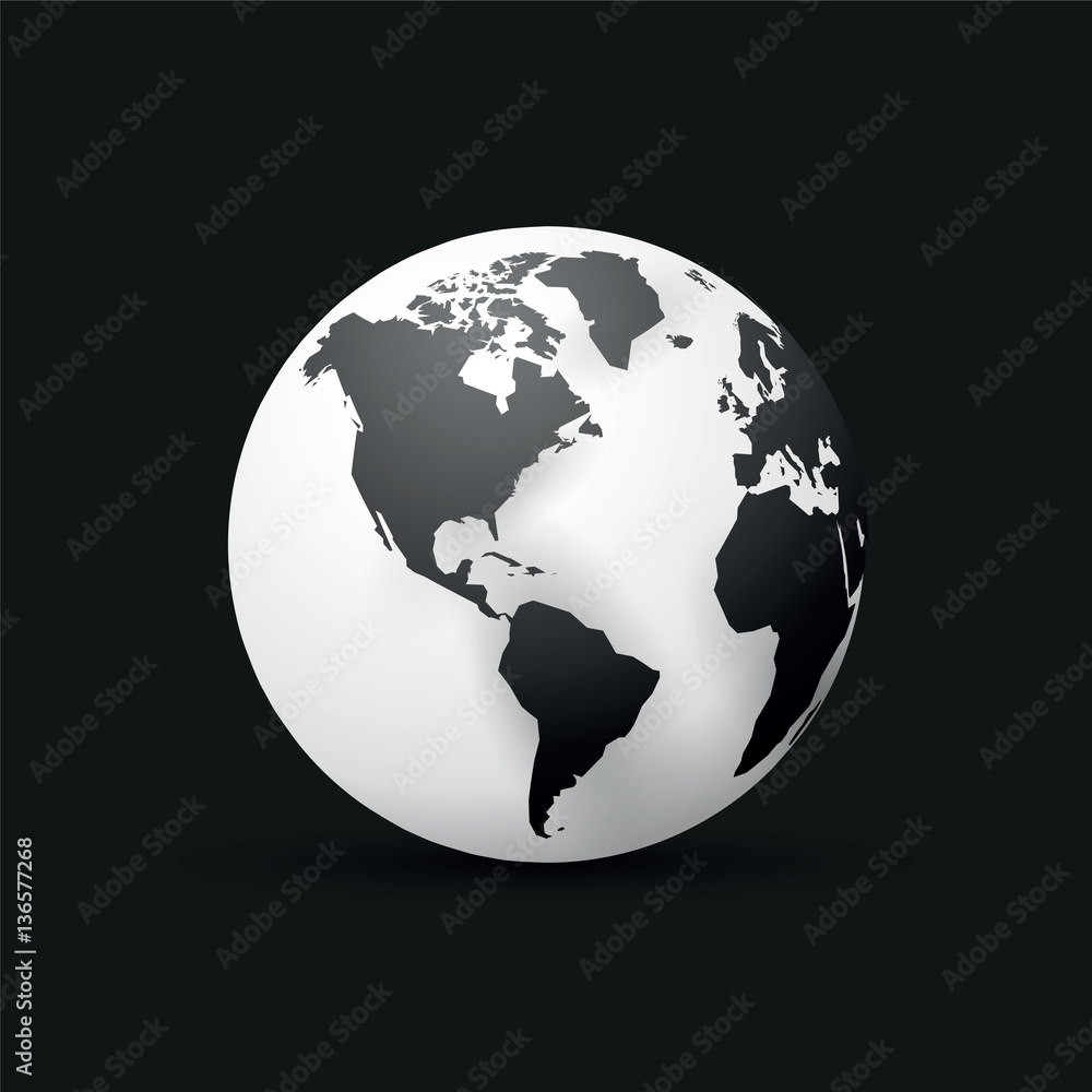 black earth globe world map design america