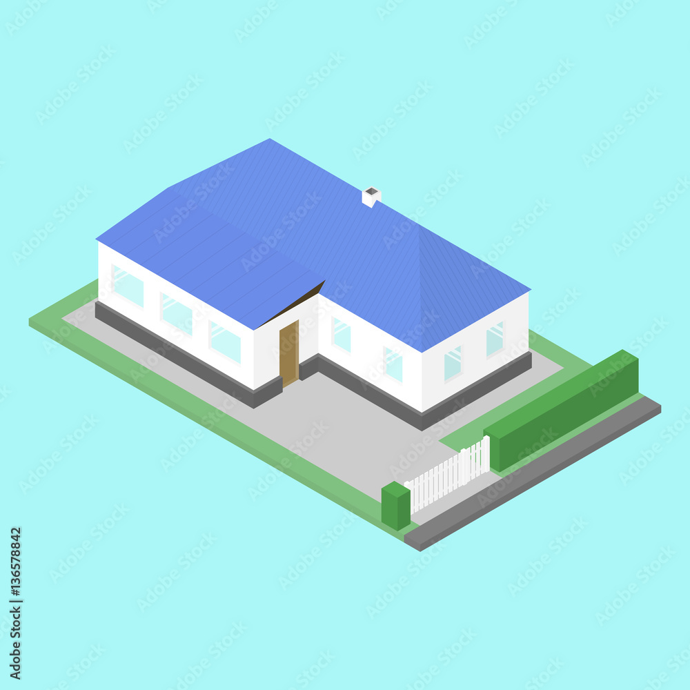 Village isometric building. Vector illustration