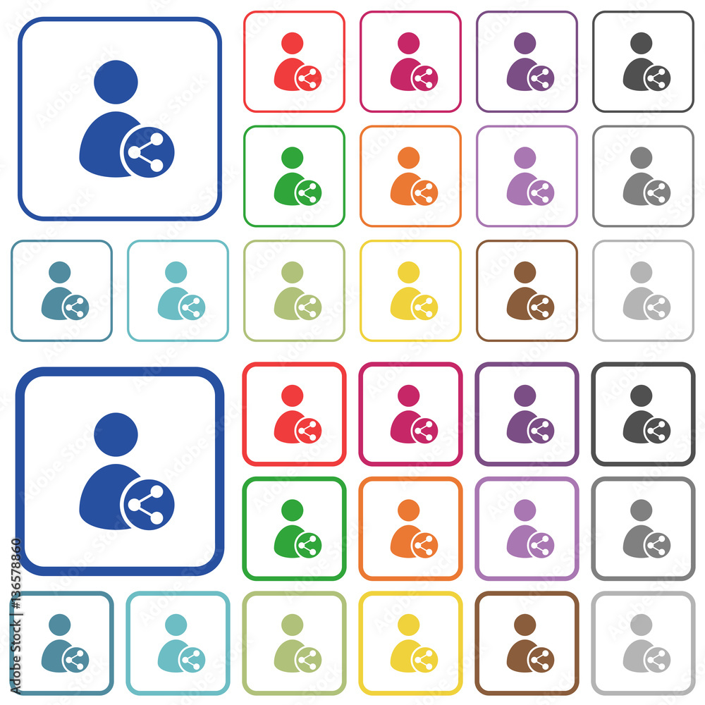 Fototapeta premium Share user outlined flat color icons