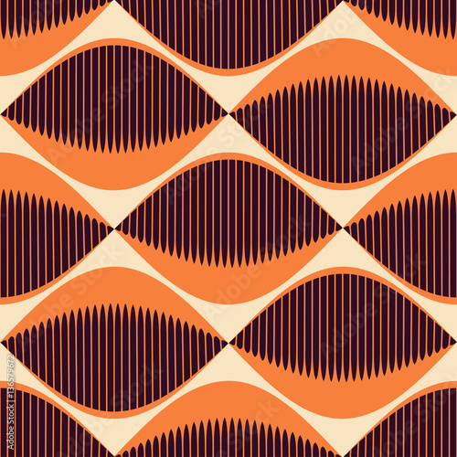 A seamless retro Style Pattern with comb fish eyes in orange shades